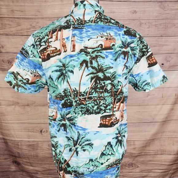 FREE NATURE SHORT SLEEVE 100% COTTON FLORAL PALM TREE HAWAIIAN SHIRT MENS L - Picture 4 of 7